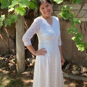 Lace White Tea-Length Dress, Size S or M, New With Tags (NWT), Jasambac Cocktail